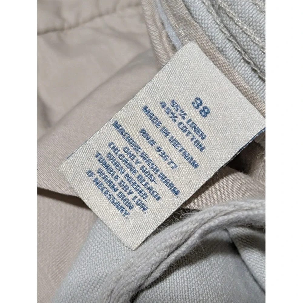Island Shores Cargo Shorts Mens 38 Tan Linen Blend Flat Front Utility Summer